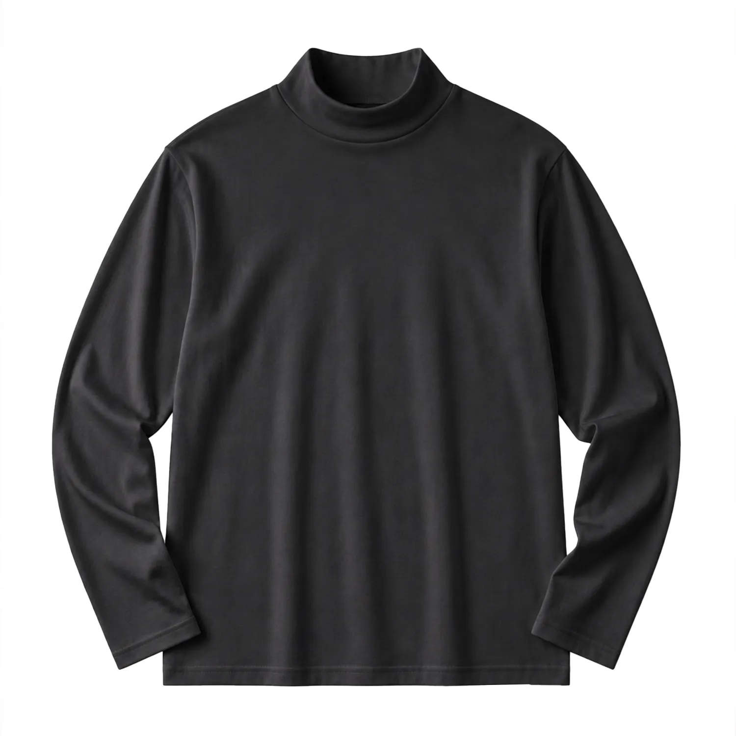 コーマコットン 超長綿 モックネック長袖Tシャツ  ほのかな上品な光沢  静電気を抑えてお手入れも簡単  秋冬の一枚着・重ね着・インナーに活躍