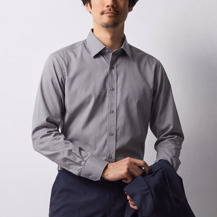 通勤にもきちんと感を｜メンズ 撥水・撥油・防汚 ストレッチ長袖シャツ