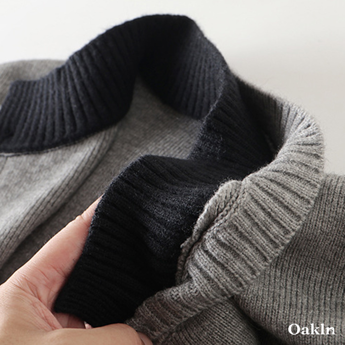 配色切り替えクルーネックニットカーディガン-oakln