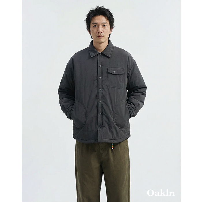 無地キルティング中綿ジャケット　防風防水