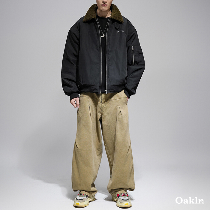 ボア折り襟中綿フライトジャケット-oakln