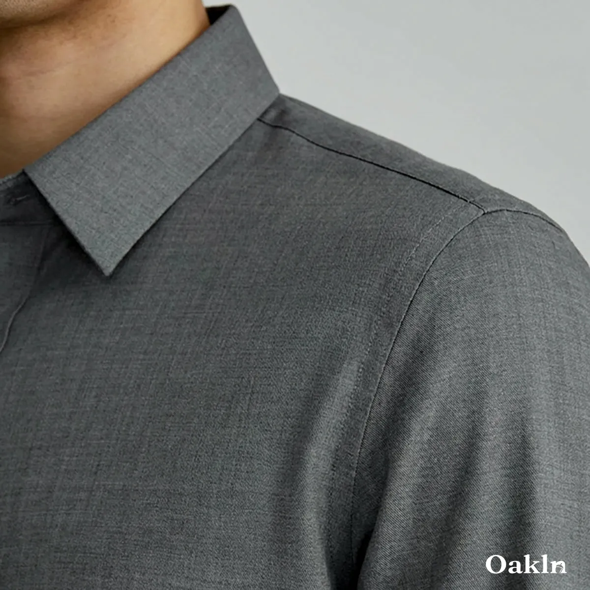 モダール混 ノンアイロン 60番手 ストレッチシャツ 形態安定性 ビジネス通勤 無地シャツ-Oakln