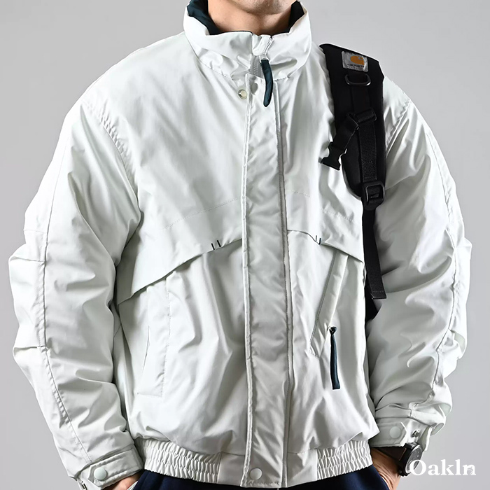 レトロスポーツ風　配色スタンドカラー中綿ジャケット