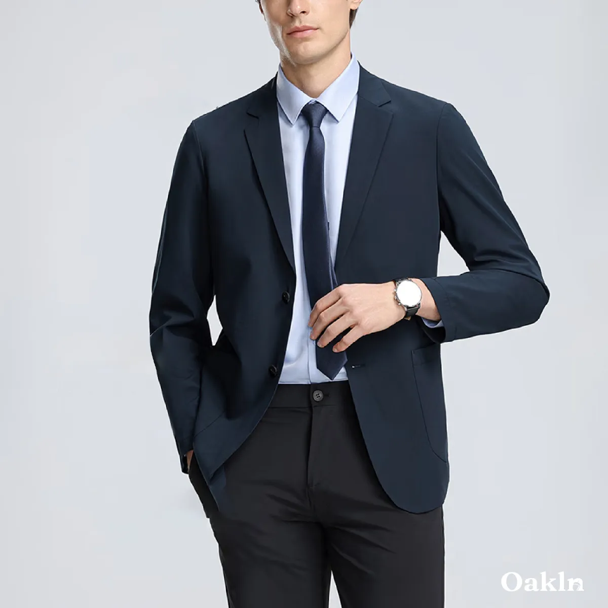 機能性ノーアイロン 高弾性テック素材  UV対策  圧着仕様テーラードジャケット  ビジネス通勤アウター