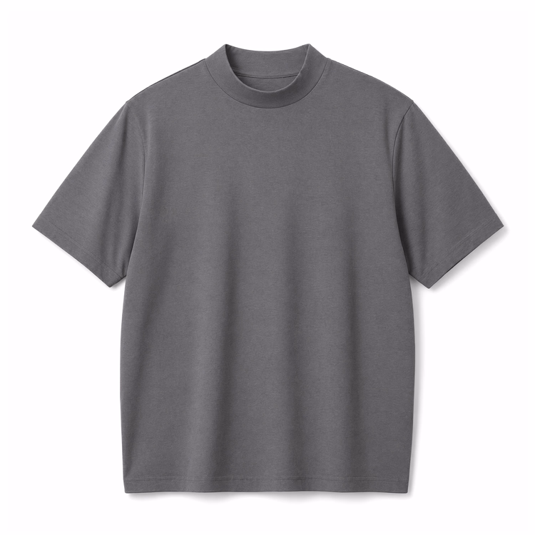 ヨレにくいモックネックTシャツ  薄手・通気性◎   ジャケットインにおすすめ