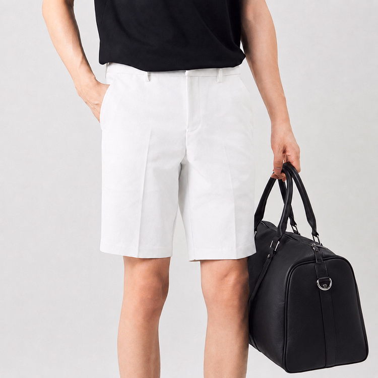 夏用メンズショートパンツ 薄手 通気性のある素材 イージーケア 落ち感のあるシルエット ビジネスカジュアル