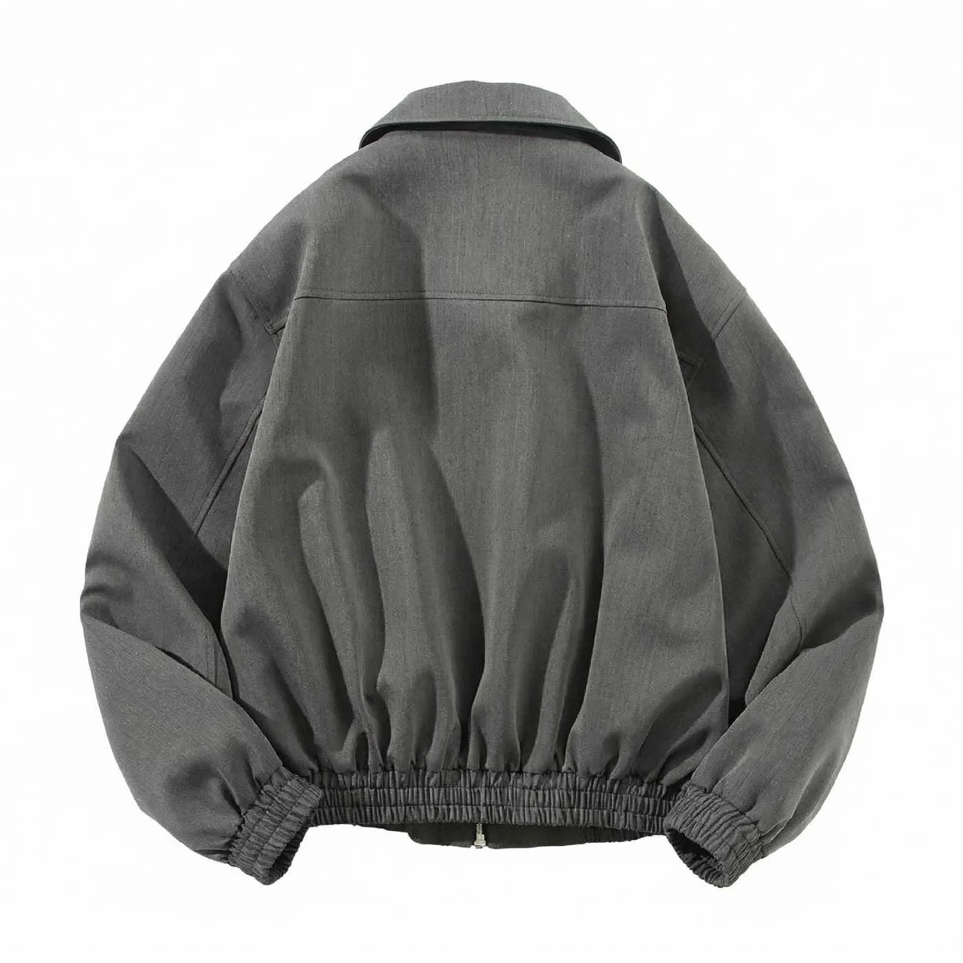 スウィングトップ メンズ 比翼仕立て／隠し前立て 折り襟 ジャケット  ツイル風 きれいめ 落ち着いた印象 無地 裾ゴム ショート丈 春秋 ビジネスカジュアル兼用