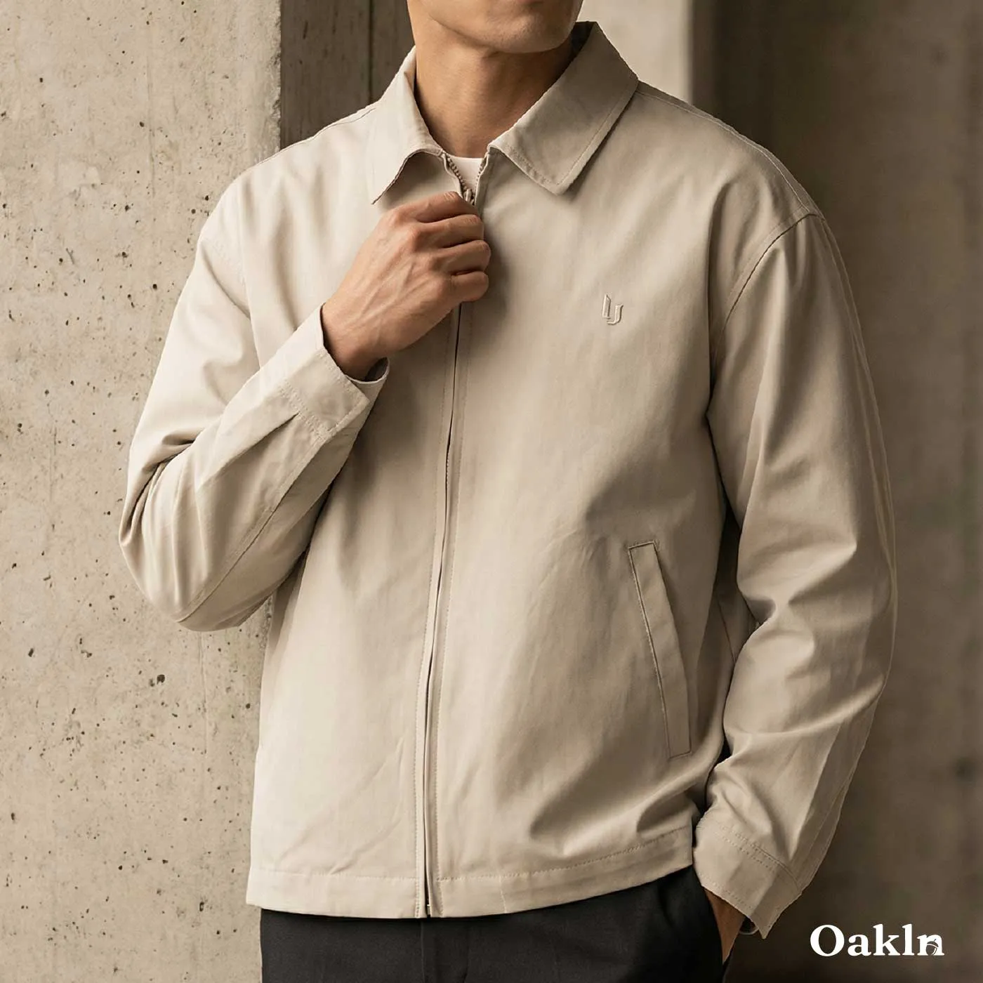 スイングトップ メンズ 春秋 水洗い可 イージーケア 折り襟 ジャケット マット質感 裾ゴム 大人 無地 ライトアウター