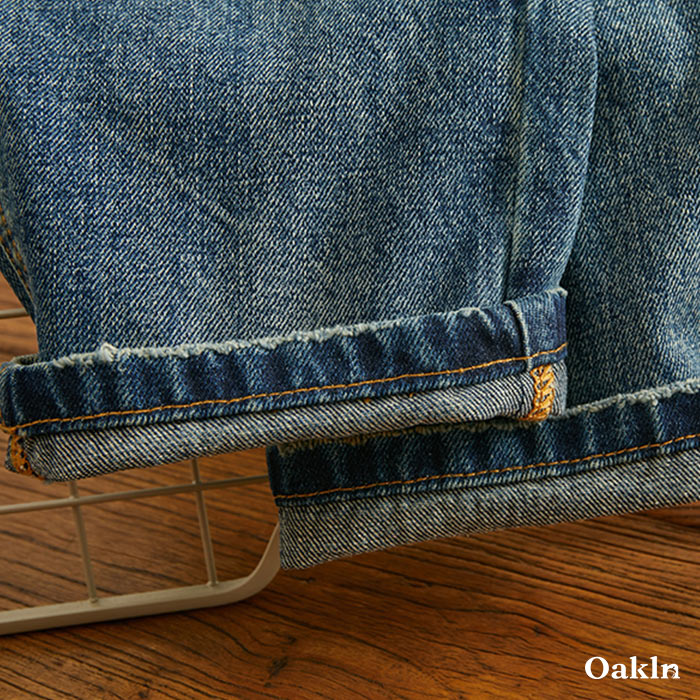 クラシック着回し自在　コットンデニムパンツ-oakln