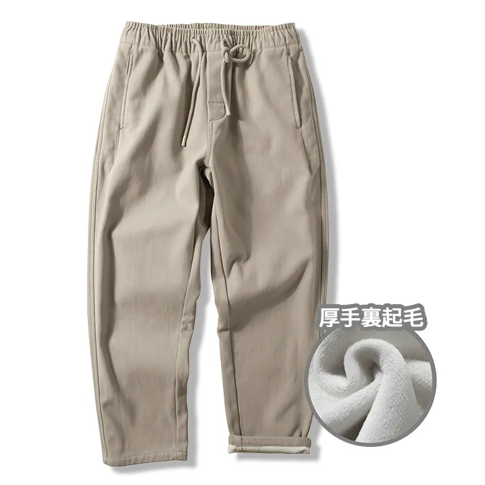 ヘビーウェイトコットン裏起毛カジュアルパンツ-oakln