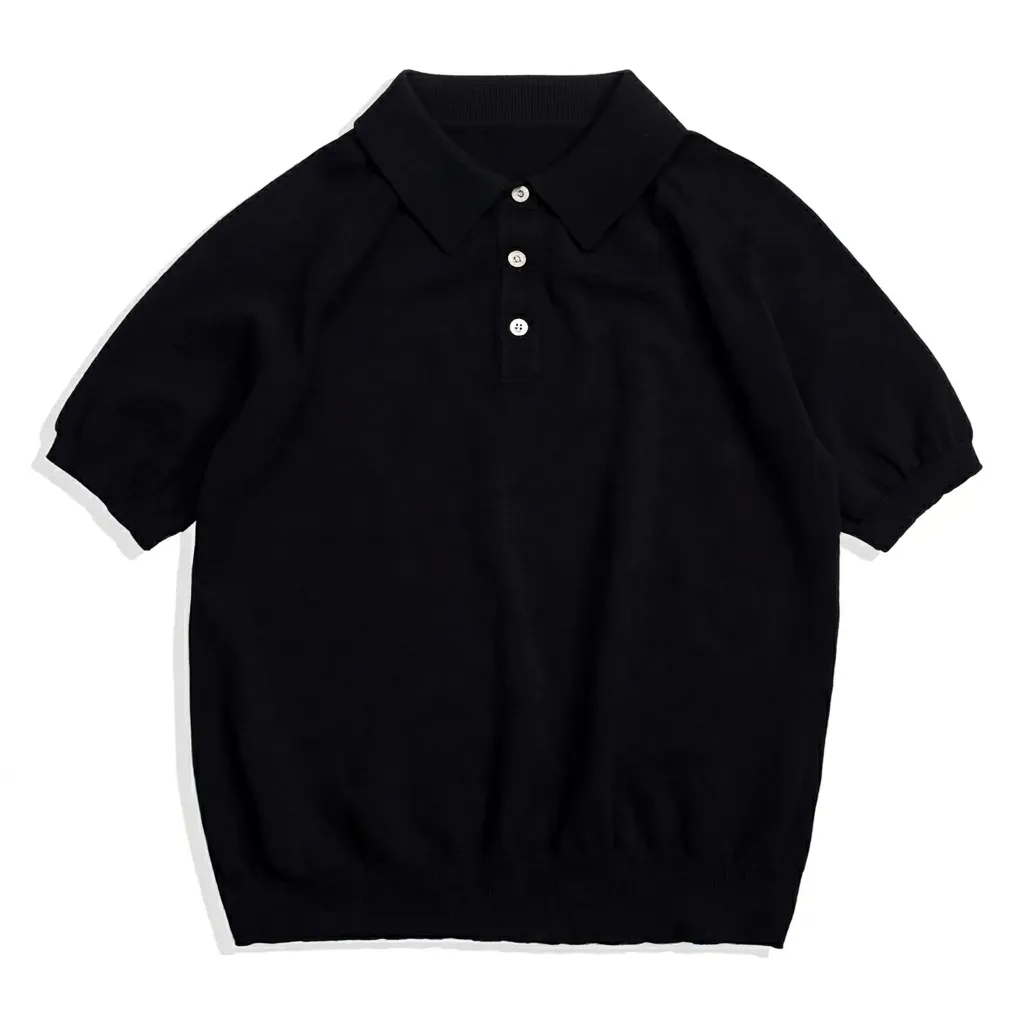 アイロン不要 レトロニットポロシャツ ラグランスリーブ さらりと快適で肌にまとわりつかない-Oakln