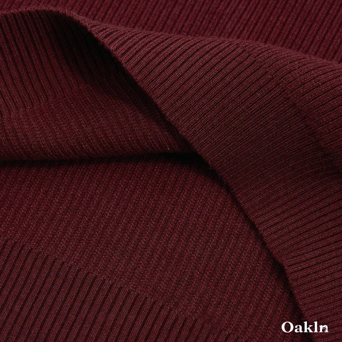  ウォッシャブルハーフジップニット 配色襟元 縦リブ-Oakln