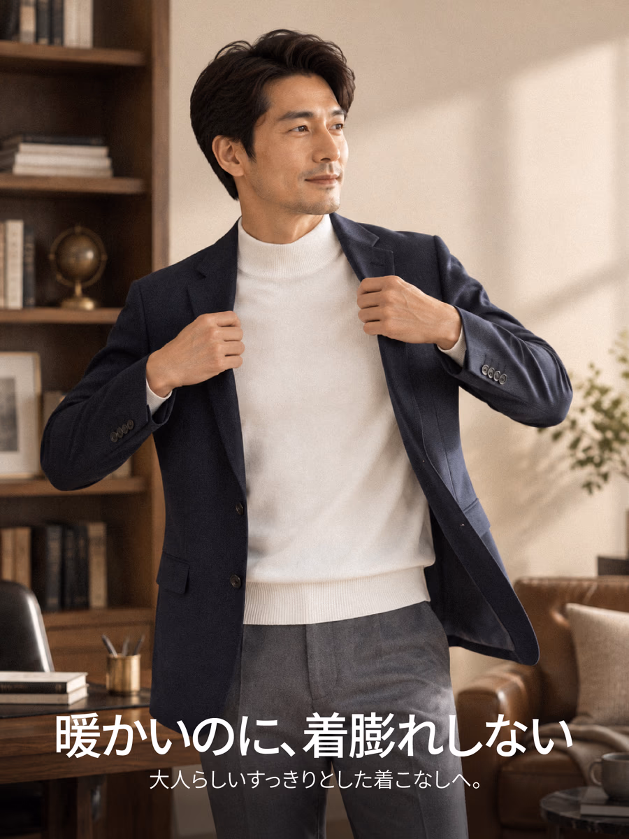 ウール混でしっかり保温。軽やかで暖かいのに、着膨れしない。