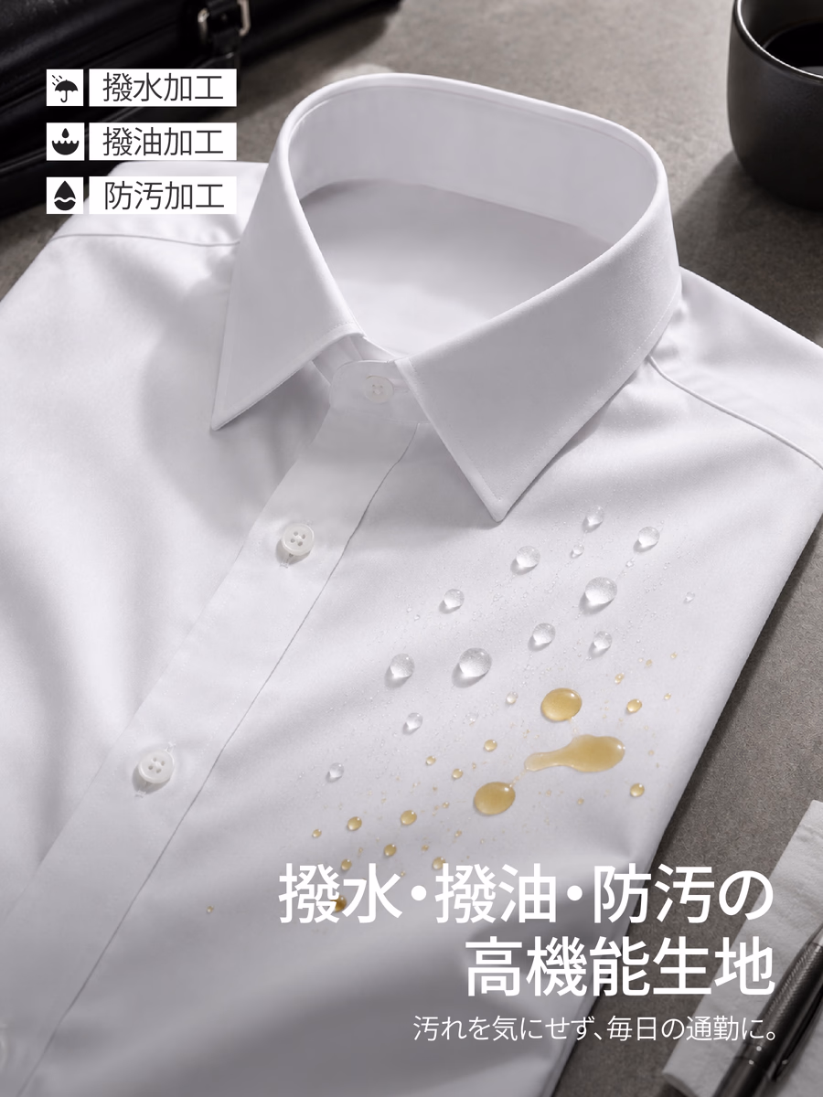 撥水・撥油・防汚加工で、通勤中のちょっとした汚れにも対応。