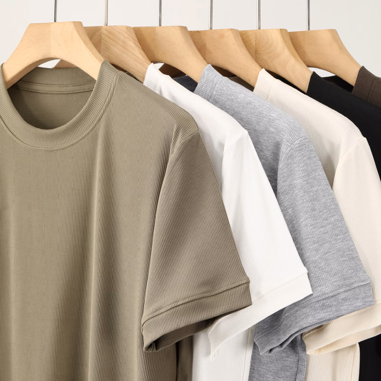 リヨセル半袖Tシャツ メンズ 初秋ジャケットインナー クルーネックニット リブ裾 帯電しにくい きれいな落ち感 通気性