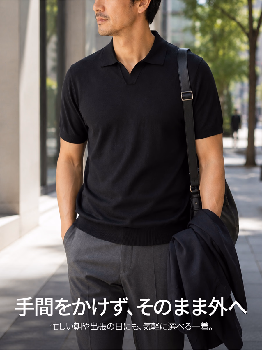 シワになりにくく、扱いやすい素材で毎日の通勤にも活躍。