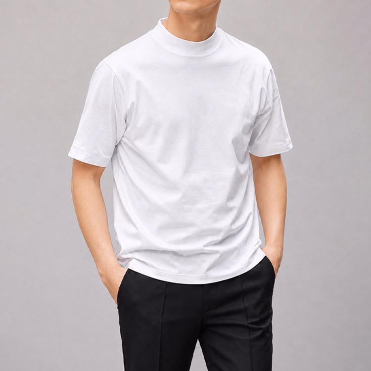 Oakln-ジャケットの専用インナー  薄手・通気性◎  ヨレにくいモックネックTシャツ