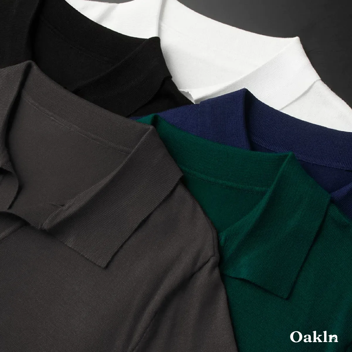 裾リブニットポロシャツ ハリのある襟元 すっきり見えシルエット