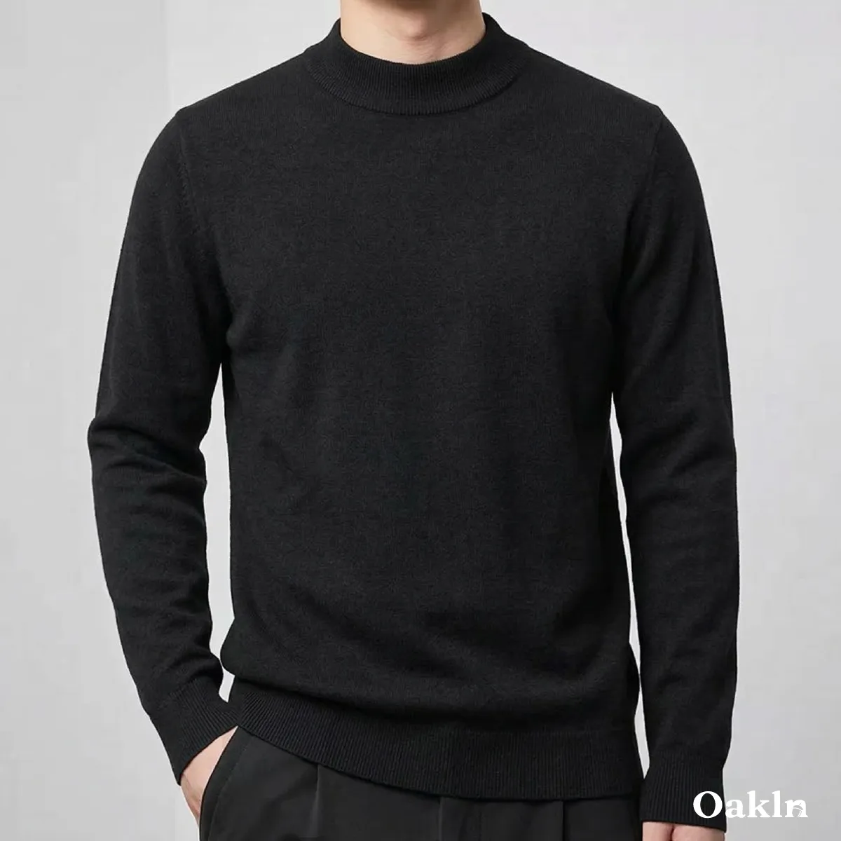 メンズ ハーフハイネック ニット 14ゲージ セーター 洗濯機洗いOK 綿混 きめ細かな平織り ゆったり 体型カバー  春秋冬向け