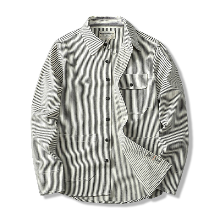 マルチポケット　ウエスタンストライプデニムシャツ-oakln