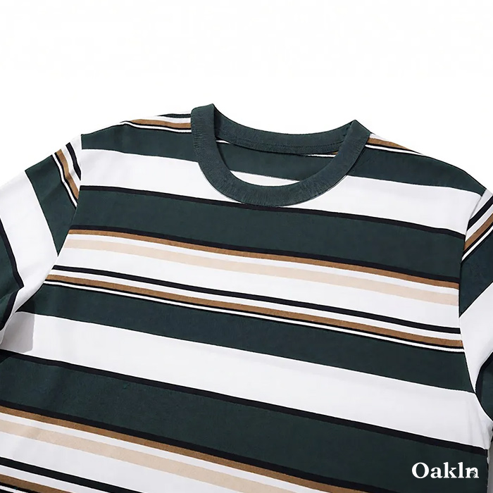 9.9オンスアメリカンスタイル先染めボーダー長袖Tシャツ