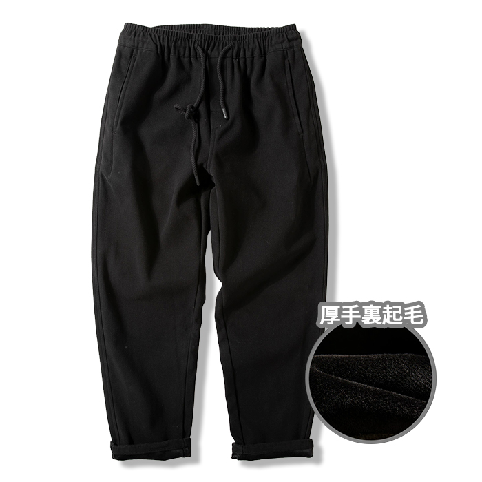 ヘビーウェイトコットン裏起毛カジュアルパンツ-oakln