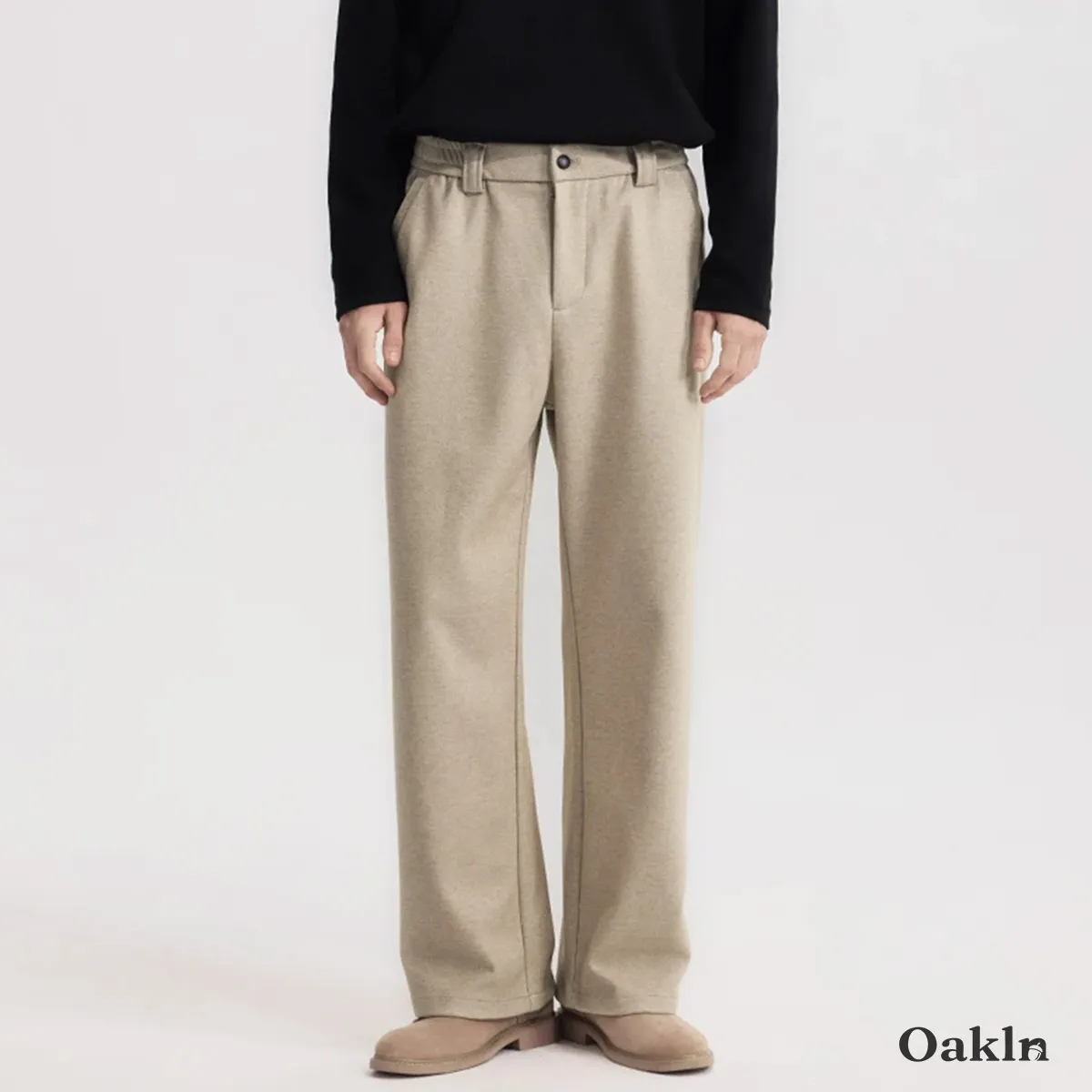 ワイドストレートスラックス バックウエストゴム仕様 イージーケア 春秋 メンズ向け