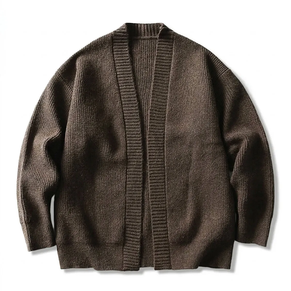 和風羽織風　無地ニットカーディガン