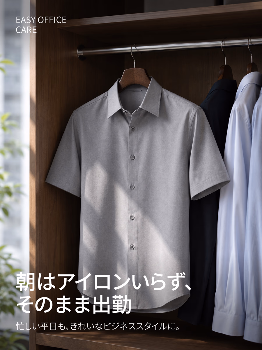 朝のアイロンがけの手間を省き、いつでも端正なビジネススタイルに。