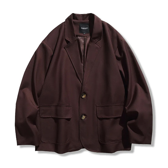 ビジネスカジュアル　 無地2ボタンテーラードジャケット-oakln