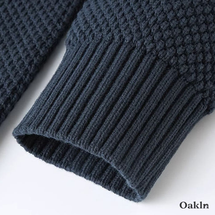 パイナップル編みタートルネック無地ニット-oakln