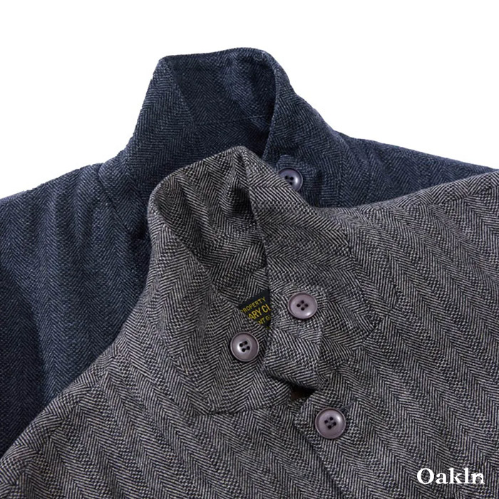 レトロヘリンボーン　リバーシブルウールテーラードジャケット-oakln