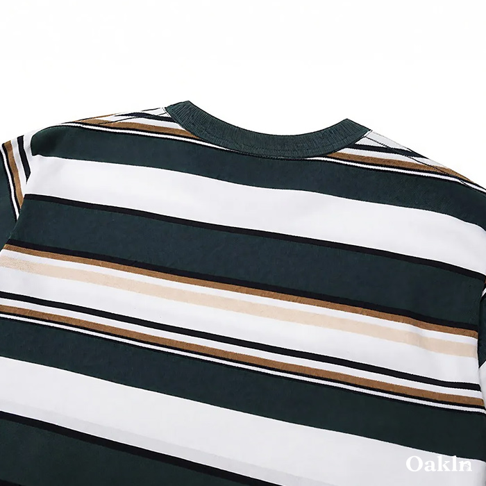 9.9オンスアメリカンスタイル先染めボーダー長袖Tシャツ