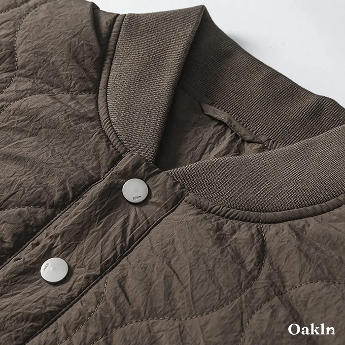 撥水＆シワ感素材 ひょうたんキルティング ハーフボタン ベースボールカラープルオーバー-oakln