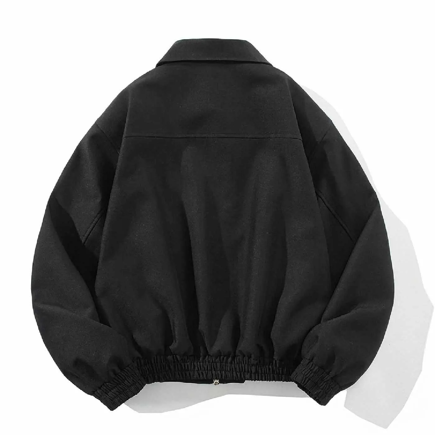 スウィングトップ メンズ 比翼仕立て／隠し前立て 折り襟 ジャケット  ツイル風 きれいめ 落ち着いた印象 無地 裾ゴム ショート丈 春秋 ビジネスカジュアル兼用