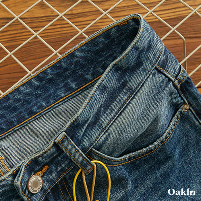 クラシック着回し自在　コットンデニムパンツ-oakln