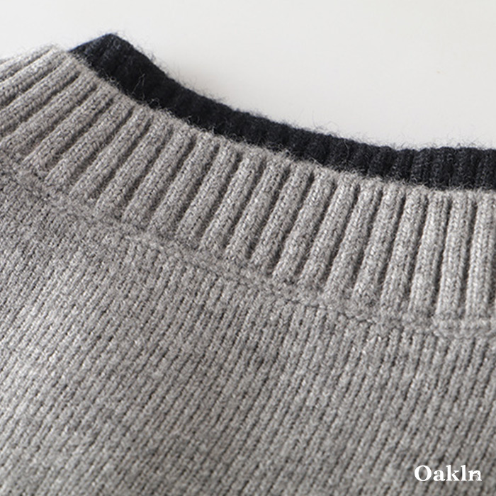 配色切り替えクルーネックニットカーディガン-oakln