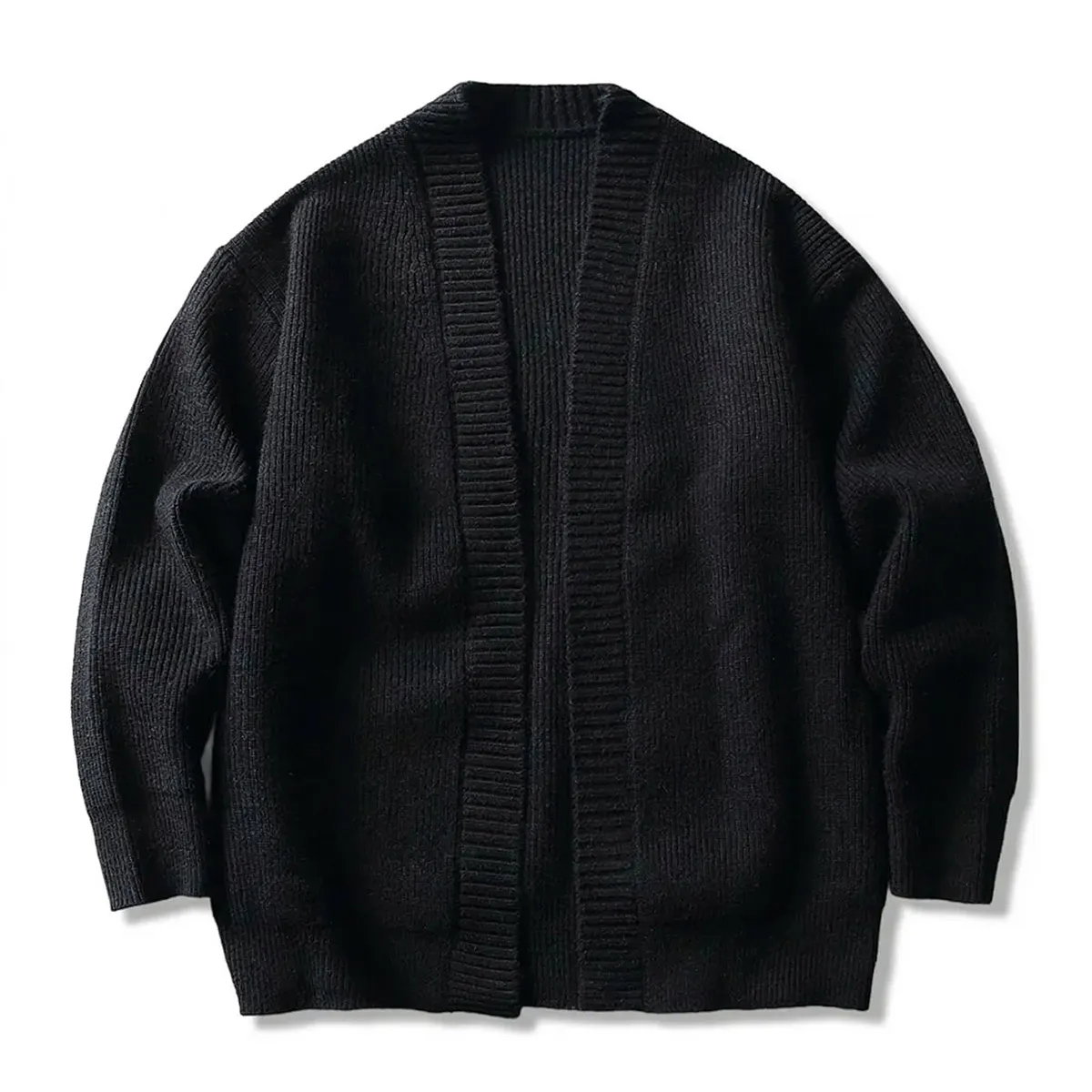 和風羽織風　無地ニットカーディガン