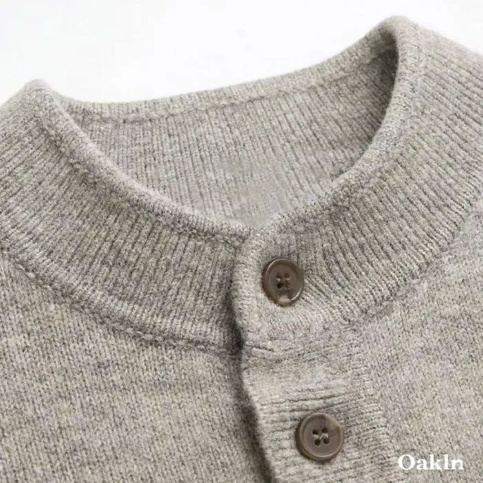 ウォッシャブル ヘンリーネック ニット セーター 柔らい肌触り 洗濯機洗い可能