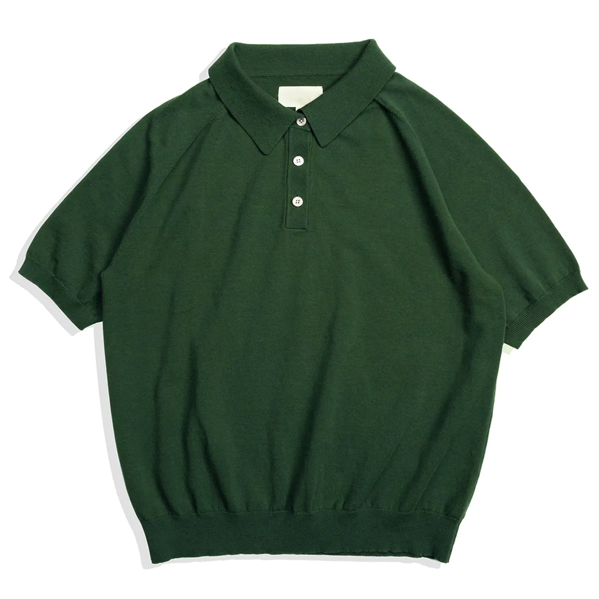 アイロン不要 レトロニットポロシャツ ラグランスリーブ さらりと快適で肌にまとわりつかない