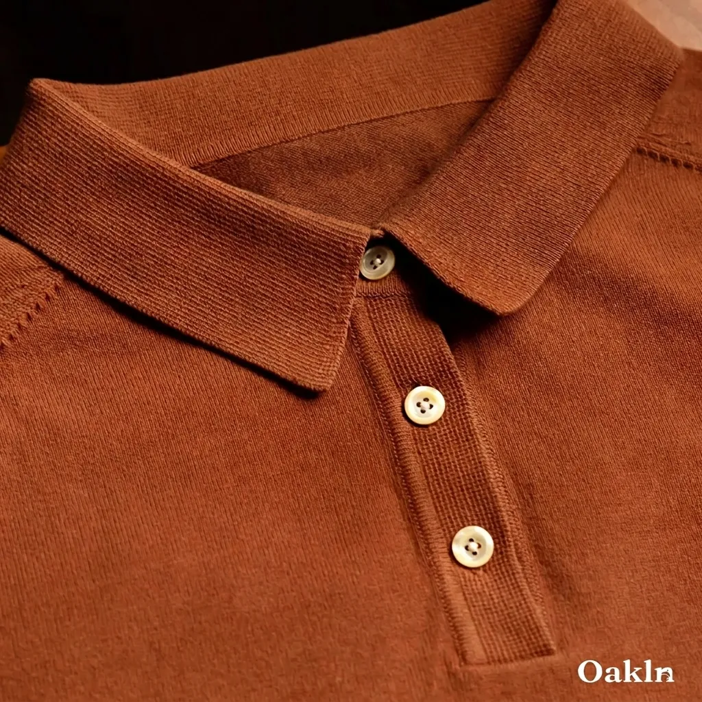 アイロン不要 レトロニットポロシャツ ラグランスリーブ さらりと快適で肌にまとわりつかない-Oakln