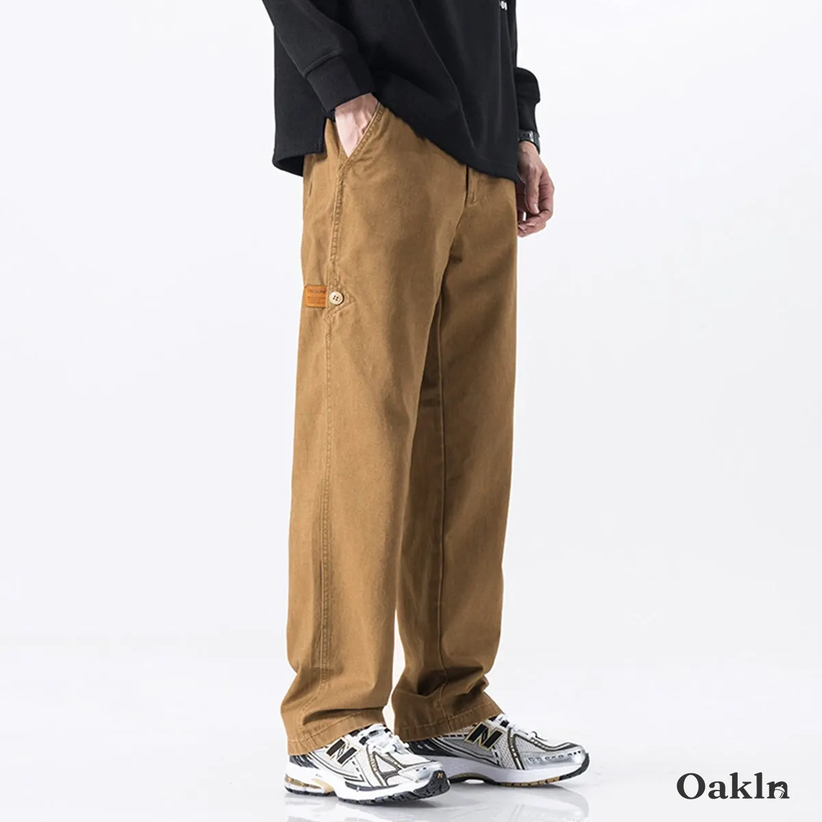 ウエストゴム ワイド ストレートシルエット 100%コットン 洗濯機洗い可 カジュアルパンツ ワークパンツ 
