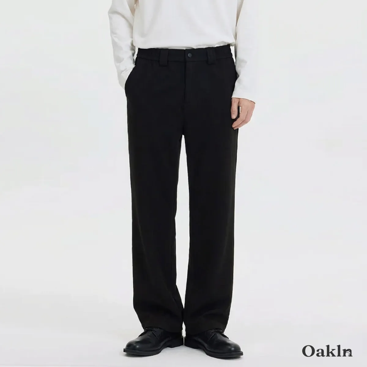 ワイドストレートスラックス バックウエストゴム仕様 イージーケア 春秋 メンズ向け