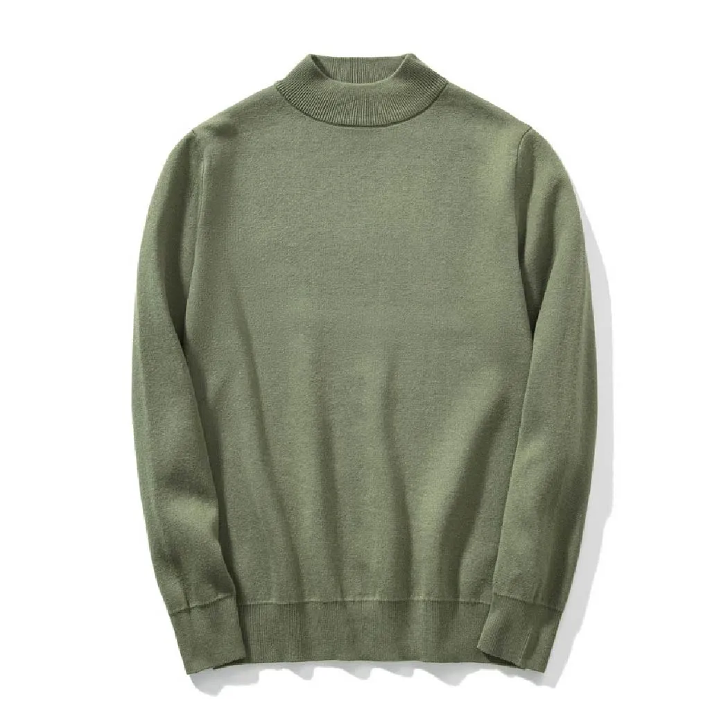 ハーフハイネック ニット メンズ 14ゲージ セーター 洗濯機洗いOK 綿混 きめ細かな平織り ゆったり 体型カバー  春秋冬向け-Oakln