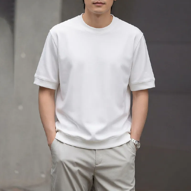 ヘビーウェイト接触冷感素材無地Tシャツメンズ　抗菌防臭加工ハリ感のあるシルエット