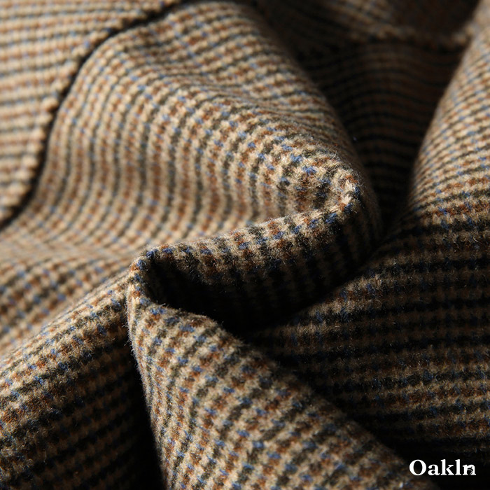 アメリカヴィンテージ　ウール混ハウンドトゥース柄中綿入りラシャハンティングジャケット-oakln