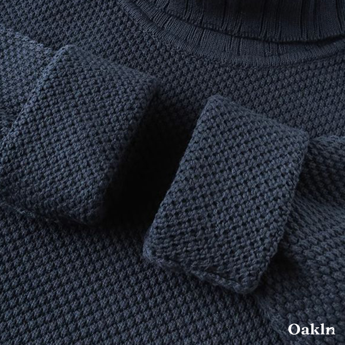 パイナップル編みタートルネック無地ニット-oakln