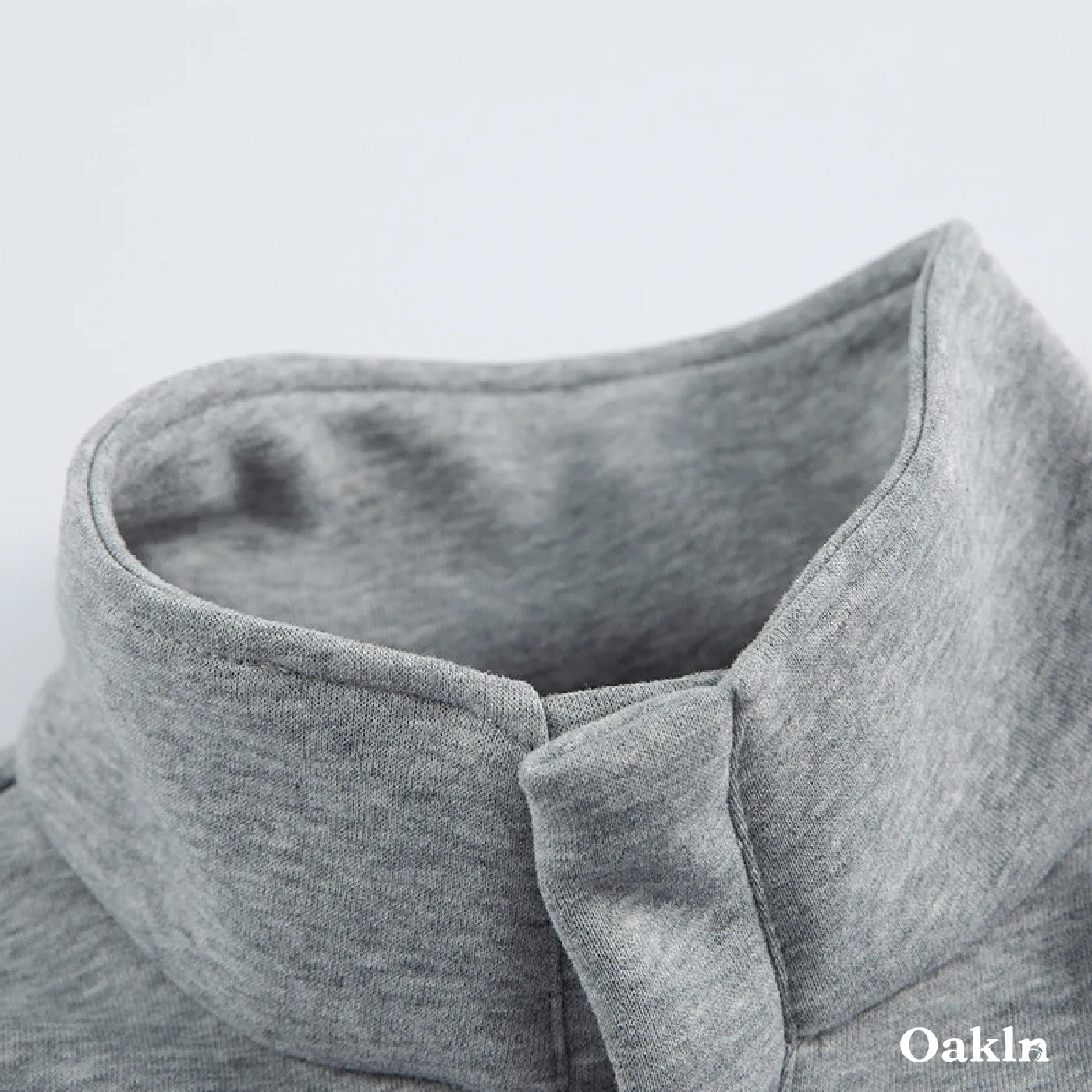 ハーフスナップ スウェット メンズ スタンドカラー 裾ゴム ジャケット  立ち襟 ゆったり 体型カバー 春秋 無地 大人スタイル-Oakln