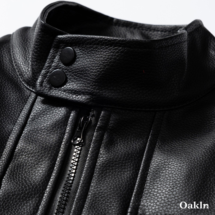 エコレザーシュリンク加工　クラシック中綿入りライダースジャケット-oakln