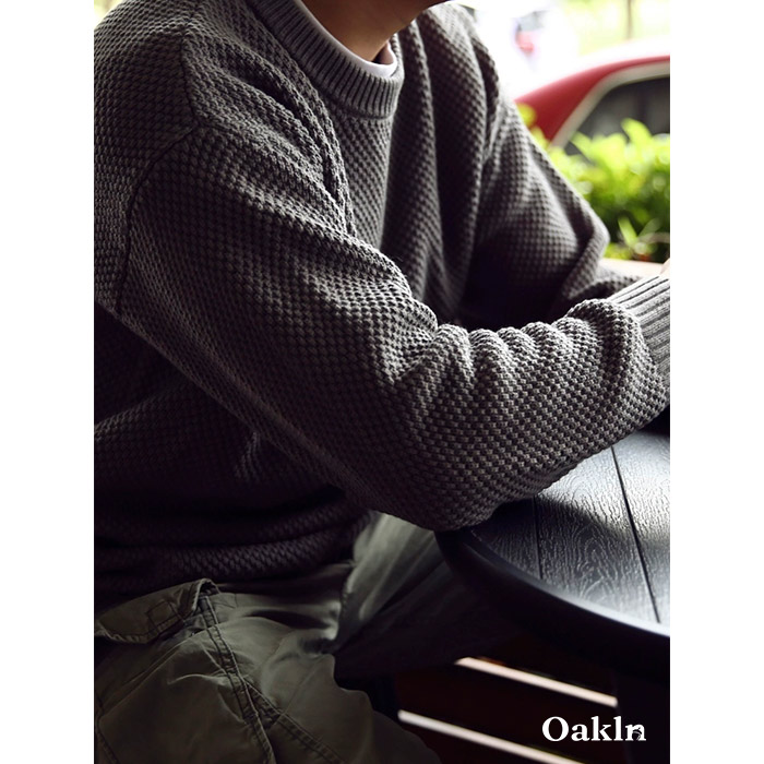 5色展開　無地パイナップル編みニット-oakln
